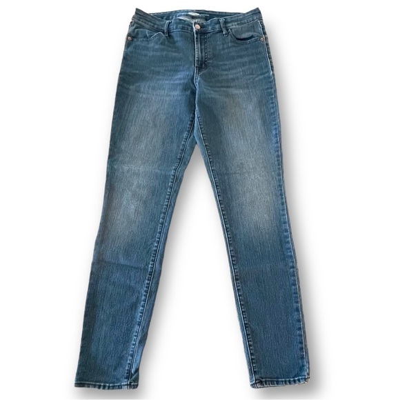 Old Navy Blue Denim Jeans Super Skinny Medium Wash High Rise Size 10 Tall - Picture 1 of 4